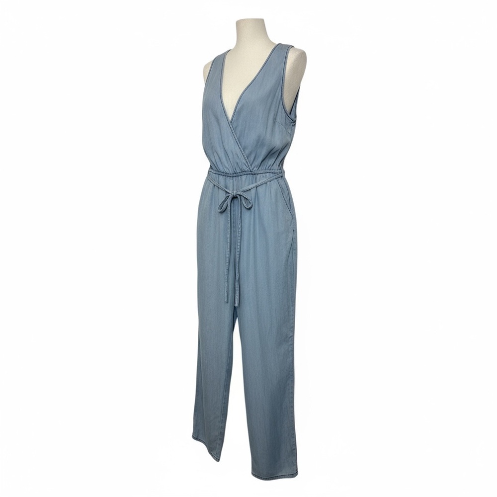 Altar’d State Chambray Tencel Jumpsuit Small Sleeveless Tie Waist - Picture 6 of 15